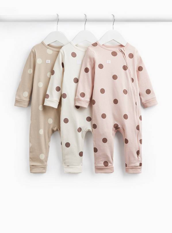 Polka Dot Print Sleepsuits 3 Pack 18-24 months